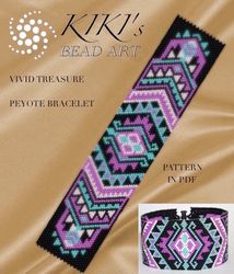 vivid treasure peyote bracelet pattern, peyote pattern  in pdf - instant download