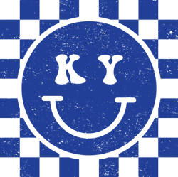 Kentucky Checkered Smiley Distressed Svg | Retro Kentucky Checkered Smiley| Kentucky Png |Vintage Football Svg