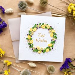 Greeting Card - Zest Wishes - Lemon-flower Wreath