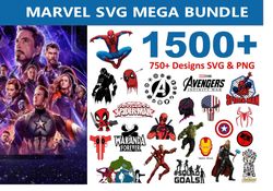 1500 mega bundle marvel | svg png | cricut cut files | silhouette | iron man, , spiderman, black panther ,