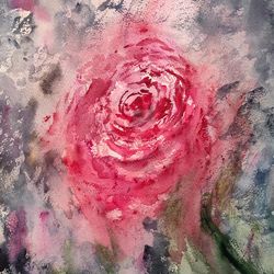 original watercolor painting by irina shilina canvas. "abstract flower"