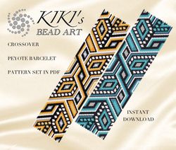 crossover peyote bracelet pattern, peyote pattern in pdf- instant download