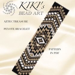aztec treasure peyote bracelet pattern, peyote pattern design in pdf - instant download