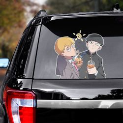 anime sticker for car, mob psycho 100 sticker, mob psycho 100 decal for car, anime decal, anime sticker