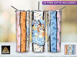 Puppy Love Bluey tumbler, Bluey skinny tumbler, Cartoon Characters skinny  tumbler