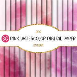pink watercolor digital papers | background, planner, texture, decorative, scrapbook, light purple, cherry, coral