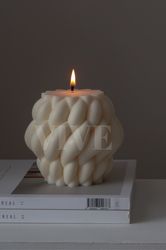 knot candle |  interwoven knit pillar candles | twisted knot candle | knit candle | decor candle | housewarming gift