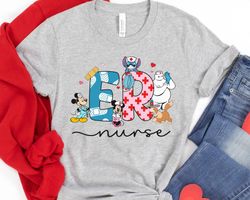 disney characters er nurse shirt, mickey minnie nana dog baymax nurse tee, disne