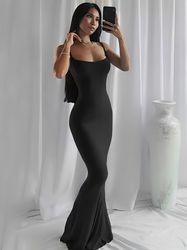 women's clothing turn heads in this sexy scoop neck open back maxi cami dress