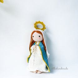 crochet doll blessed virgin mary, amigurumi mary, holy mary doll, amigurumi our lady of grace, christian doll, handmade