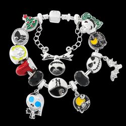 charms jack skellington and sally diy beads bracelet nightmare before christmas bangle for women halloween