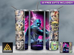 horror character tumbler, straighttapered wrap skinny tumbler, cartoon halloween movie sublimation wrap skinny tumbler