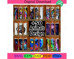 bundle  30 design colorful animals, 20oz skinny tumbler png, full tumbler wrap pngcolorful animals, 20oz skinny tumbler,