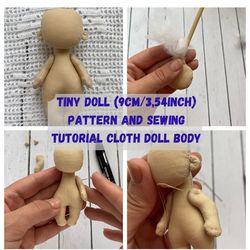 doll body pattern and sewing tutorial (9cm/3,54 inch)