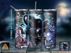 horror character tumbler, straighttapered wrap skinny tumbler,cartoon halloween movie pumpkin sublimation skinny tumbler