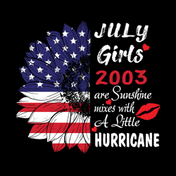 July Girls 2003 Are Sunshine Mixes With A Little Hurricane Svg, Independence Svg, Birthday Svg, July 4th Birthday Svg