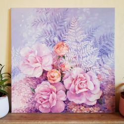 original oil painting stretched canvas - flower arrangement