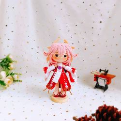 yae genshin impact amigurumi pattern, handmade crochet amigurumi doll, crochet doll pdf pattern, chibi doll