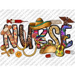 mexican nurse png sublimation design, nurse life png, nurse clipart, mexican nurse png, mexico png, nurse elements png,