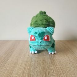 bulbasaur amigurumi pattern, pokemon anime crochet pattern, handmade crochet amigurumi doll, crochet doll pdf pattern