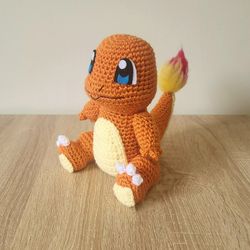 charmander amigurumi pattern, pokemon anime crochet pattern, handmade crochet amigurumi doll, crochet doll pdf pattern