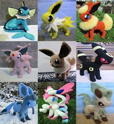 bundle 9 pokemon eevee evolutions amigurumi pattern, anime crochet pattern, crochet amigurumi doll, crochet pdf pattern