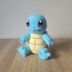 squirtle amigurumi pattern, pokemon anime crochet pattern, handmade crochet amigurumi doll, crochet doll pdf pattern