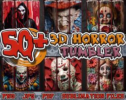 3d hot styles of horror movie tumbler design bundle, 3d movie character 20 oz skinny tumbler design, 3d style tumbler wr