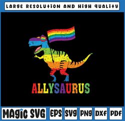 Allysaurus LGBT Dinosaur Rainbow Flag Ally LGBT Pride Svg, Ally Dinosaur Png, Equality Png, Digital Download