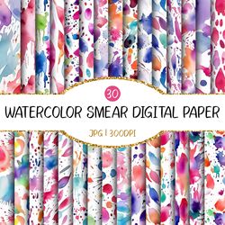 seamless watercolor smear digital paper | element, splashe, messy, background, planner, texture, brushstroke, scrapbook