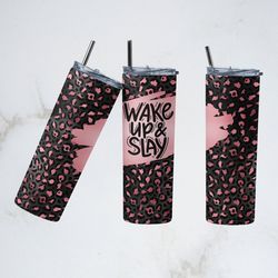 hot pink glitter leopard tumbler, glitter straight tapered wrap skinnytumbler,glitter leopard sublimation skinny tumbler