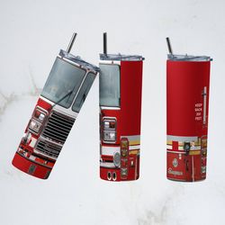 fire engine tumbler, firefighter straight sublimation wrap skinny tumbler, fire truck sublimation skinny tumbler