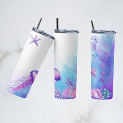 the sea horse ocean tumbler,the sea horse ocean straight wrap skinny tumbler, sea horse ocean sublimation skinny tumbler