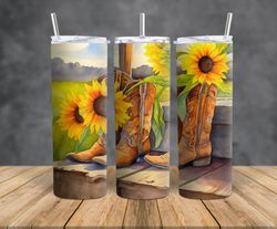 boots and sunflower tumbler, boots and sunflower skinny tumbler