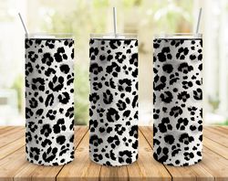 monochrome leopard print straight tumbler, seamless design, seamless skinny tumbler