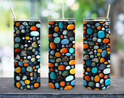 mosaic beach pebbles straight tumbler, seamless design, seamless skinny tumbler