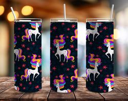 mythical unicorns straight tumbler, seamless design, seamless skinny tumbler