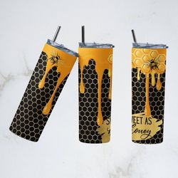 glitter bee tumbler, glitter bee straight wrap skinny tumbler, honey bee bumble bee sublimation skinny tumbler