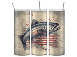 patriotic trout tumbler, patriotic skinny tumbler, patriotic tumbler