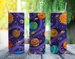 planets solar system straight tumbler, seamless design, seamless skinny tumbler