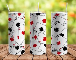 pocket aces playing cards straight tumbler, seamless design, seamless skinny tumbler