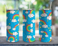 rainbow effect tumbler, seamless design tumbler, seamless skinny tumbler