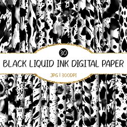 seamless black liquid ink digital paper | watercolor, smear, paint element, ink painting, splashe, messy, background