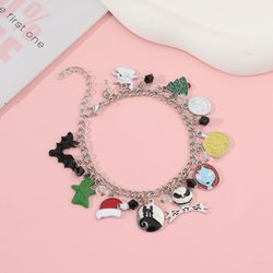 cartoon nightmare before christmas bracelet jack skellington enamel pendant bangle disney charm for girl