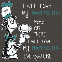 dr seuss miami dolphins here or there i will love miami dolphins everywhere svg, spor