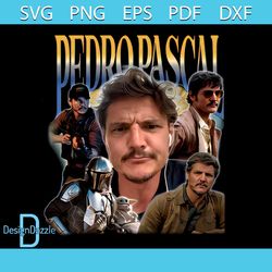 pedro pascal svg png actor pedro pascal retro 90s svg cutting file design