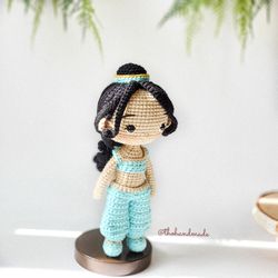 jasmine crochet amigurumi doll, amigurumi princess doll, crochet jasmine stuffed doll, amigurumi fairy doll, baby shower