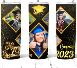 2023 graduation celebration photo collage tumbler, design straight tumbler, design straight skinny tumbler