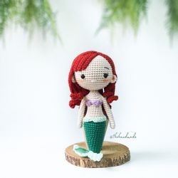 ariel the little mermaid crochet amigurumi, amigurumi mermaid princess doll, stuffed doll, crochet doll for sale, birthd