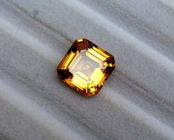 citrine quartz asscher cut faceted gemstones - loose gemstones, semi precious gemstones, citrine gemstones